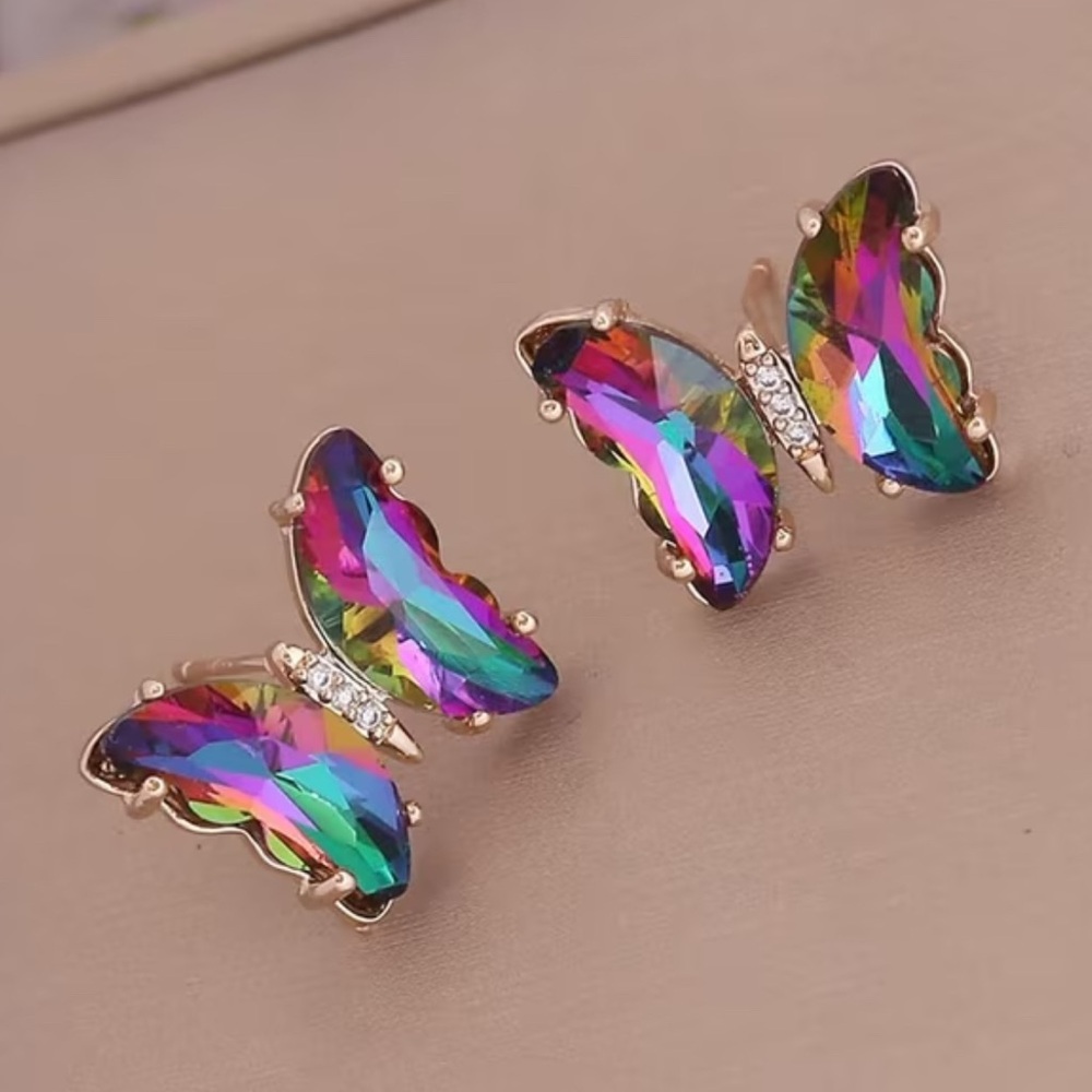 Iridescent Butterfly Stud Earrings